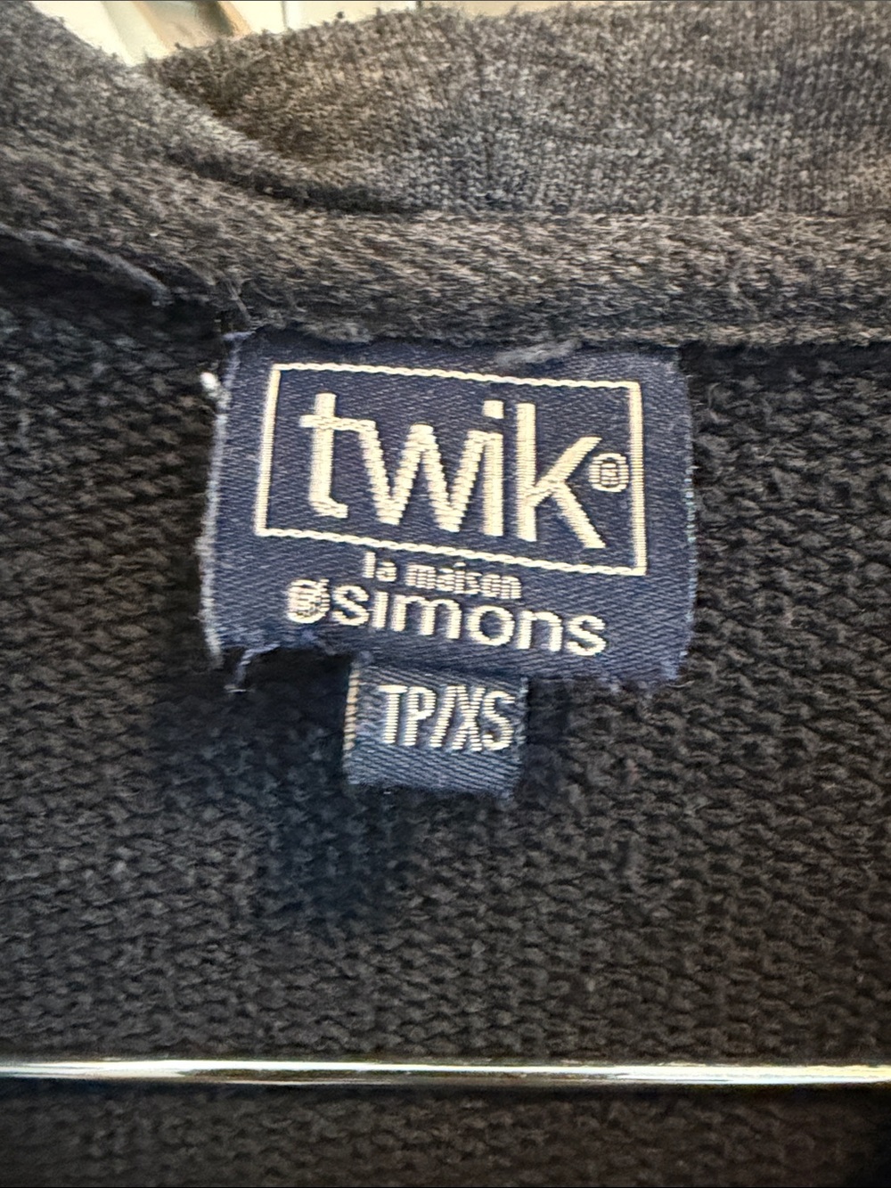 twik Charcoal Gray Hooded Zip Sweatshirt with Gold Hardware - Picture 2 of 5